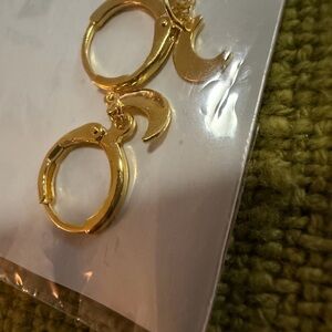 Gold Crescent Moon Hoop Earrings for Women